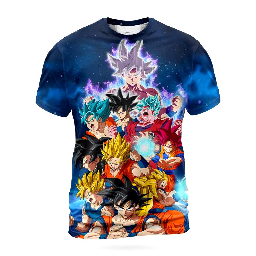 ETST 07 Zomer Anime Dragon Ball Z Wukong Heren T-shirt 3D Geprint Rollenspel Dames Kinderen Street T-shirts Unisex Oversized Tops M