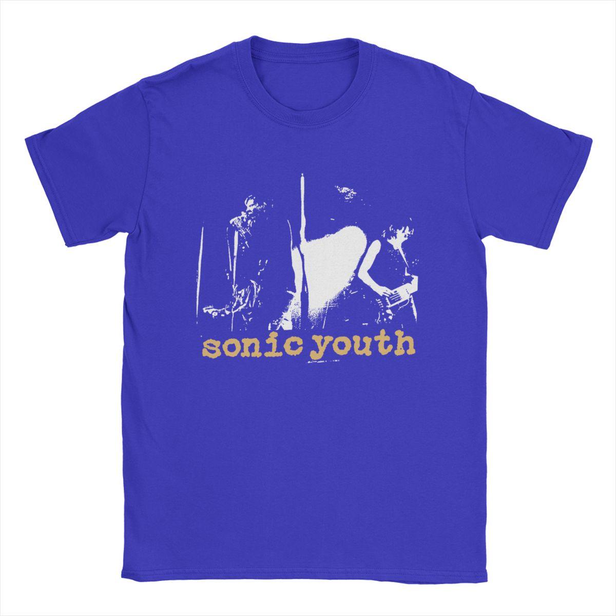 Comfortable season Heren T-shirt Sonic Youth Fun 100% Katoen T-shirt Korte Mouw T-shirt Ronde Hals Tops Zomer L blauw