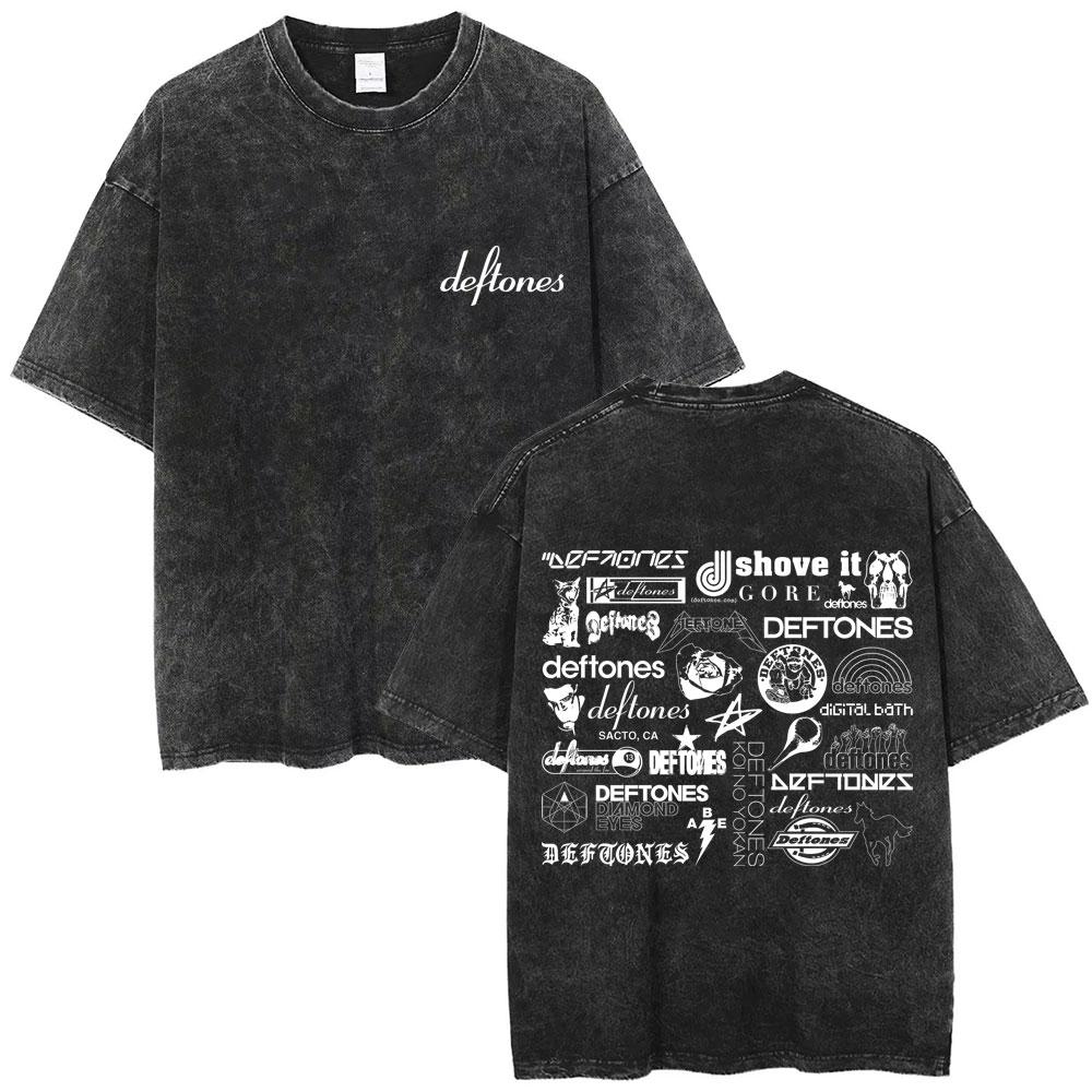 A washed short sleeved T-shirt Top Gewassen Vintage Rockband Deftones Private Music Snake Grafisch T-shirt Heren Mode Oversized T-shirts Unisex Streetwear S