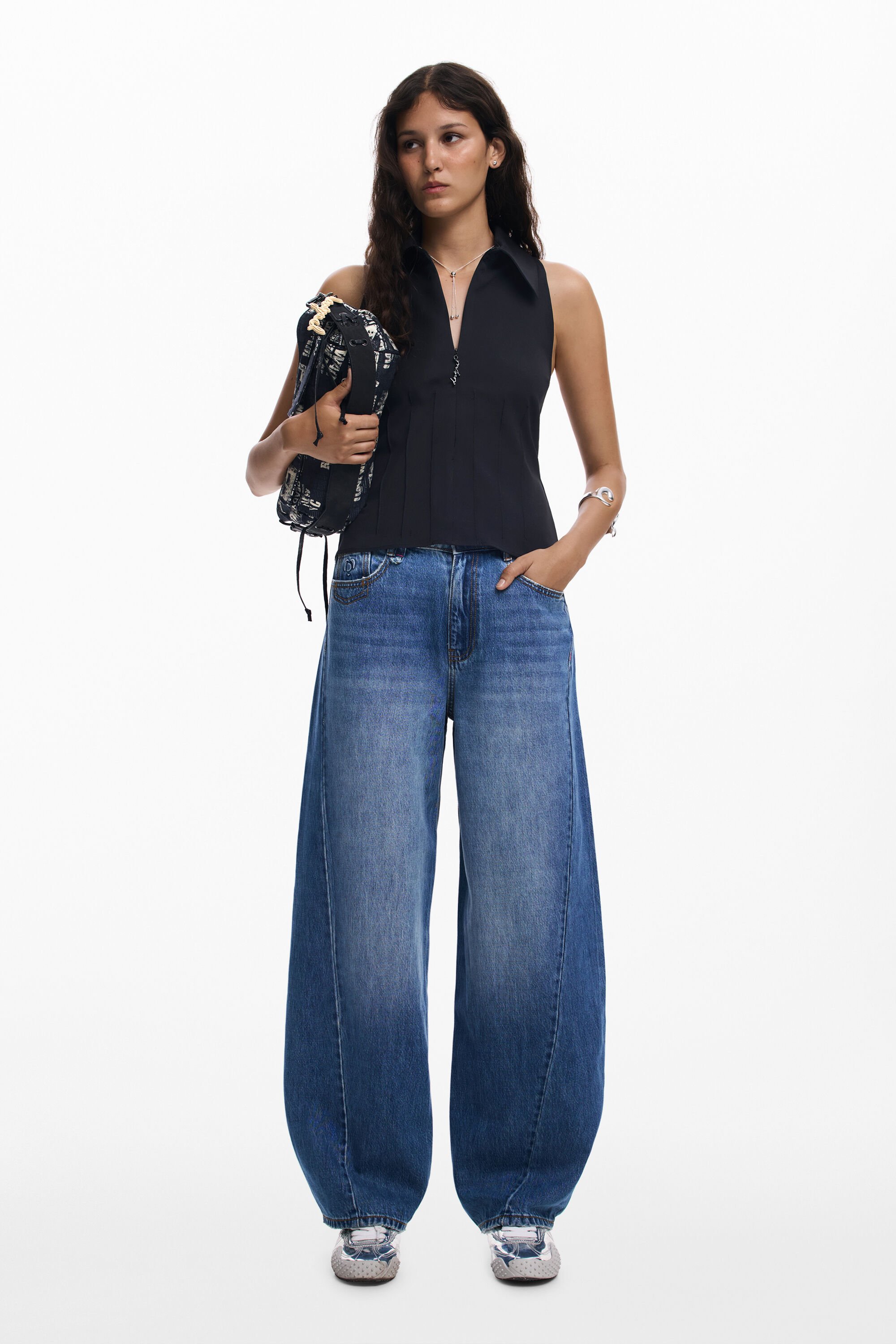 Desigual Baggy jeans met naden - BLUE