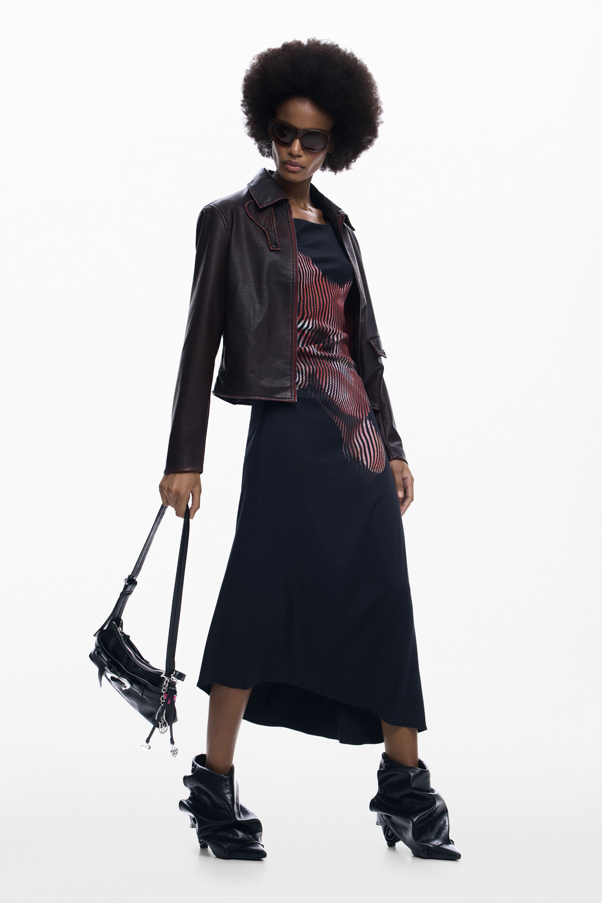 Desigual Pixelige midi-jurk - BLACK