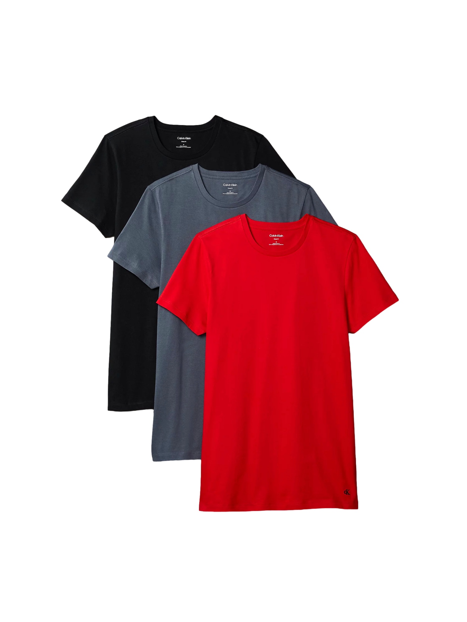 Calvin Klein T-shirt S/S CREW NECK 3PK met geborduurd logo (3-delig, Set van 3)