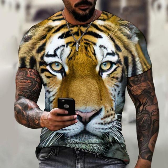 Xin nan zhuang Mode Fierce Tiger Animal 3D Gedrukt mannen T-shirts Zomer Ronde Hals Grote Maat Korte Mouw Oversized T-shirts Tops tees XXXL