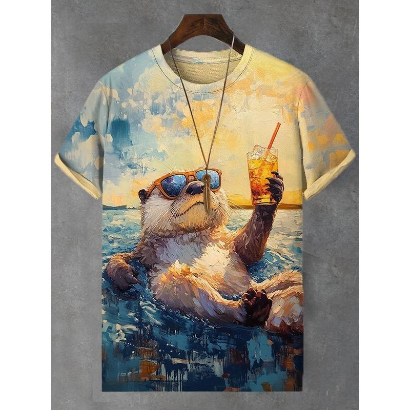 Bobby3 Heren Dieren Grappige Kat Bedrukt T-shirt Korte Mouw Tees Tops 3D Print O-Hals Shirts Feest Zomer Casual Herenkleding 6XL
