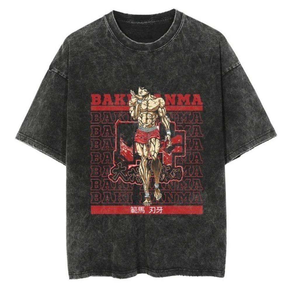 Continuous Updates Anime Baki Haman T-shirts Harajuku Vintage Katoen Gewassen T-shirt voor Heren Hip Hop Streetwear T-shirt L