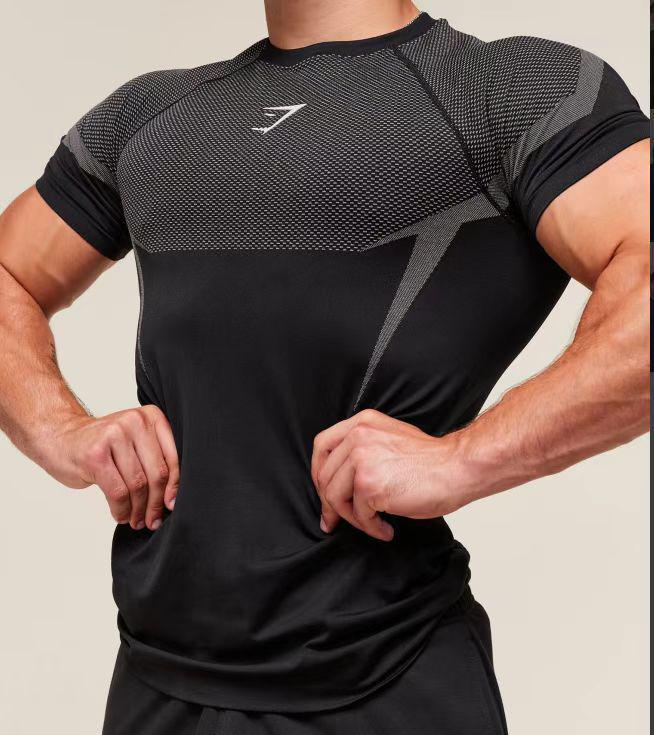 UrbanEdge Heren T-shirt met korte mouwen voor gymsport: Elastisch, Ronde hals, Mode bedrukt, Fitness hardloop trainingstop Medium