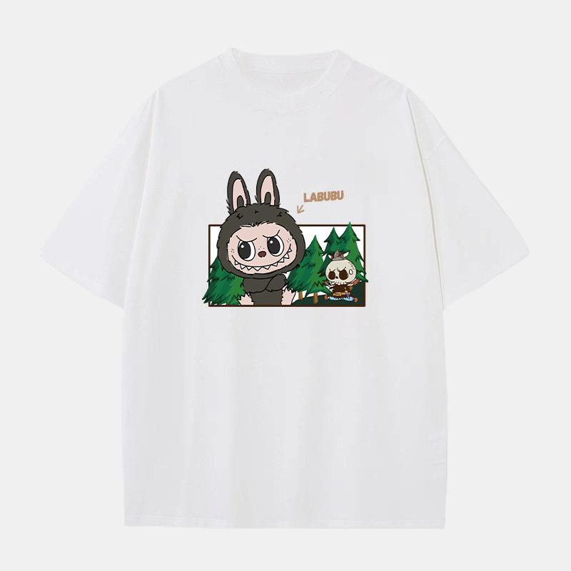 Chaokebang Hete Zomer Heren T-shirt LABUBU Bedrukt Korte Mouw Oversized Tops Dagelijkse Veelzijdige Kleding M