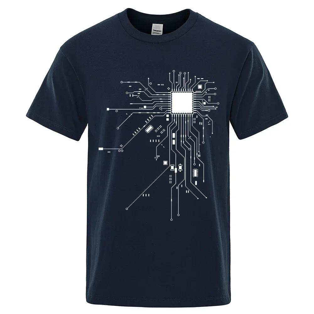 The most comfortable way to travel CPU Processor Circuit Diagram T-shirt Men's Summer 2D Cotton T-shirt Men's Fun Top Fashion T-shirt#Color(1) XXXXXL zwart