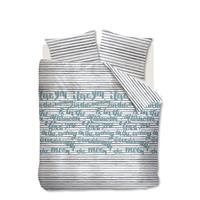 AMBIANTE dekbedovertrek Striped Words - blauw - 240x200/220