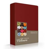 Romanette Hoeslaken Velours Bordeaux Rood-140/150 x 200/210/220 cm