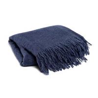 damai Alpaka Baumwolle Kuscheldecke Uni Blau Grau Loft 130x170 cm Blau