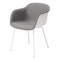 Muuto Fiber Chair Stoel Front UP, stalen poten Wit Remix 133