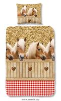 Goodmorning dekbedovertrek Horses 135 x 200 cm bruin