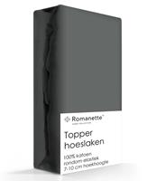 romanette Topper Hoeslaken Katoen  Kiezel-200 x 220 cm