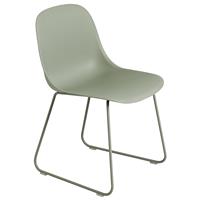 Muuto Fiber Side Chair Stoel, sledebasis Saliegroen