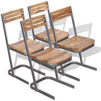 vidaXL Esszimmerstühle 4 Stk. Massivholz Teak Braun