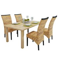 VidaXL Eetkamerstoelen 4 stuks abaca bruin