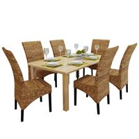 VidaXL Eetkamerstoelen 6 stuks abaca bruin