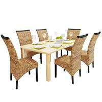 vidaXL Eetkamerstoelen 6 stuks abaca bruin