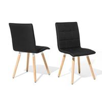 beliani Stilvoller Stuhl 2er Set dekorative Versteppung Polsterbezug schwarz Brooklyn - Schwarz