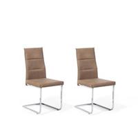 beliani Modernes Esszimmerstuhl Set 2 Stühle sandbeige Kunstleder/Metall Rockford - Beige