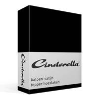 Cinderella satijn topper hoeslaken - Lits-jumeaux (200x200 cm) - Black