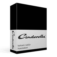 Cinderella satijn hoeslaken - Lits-jumeaux (160x210 cm) - Black