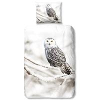 Good Morning Snowy owl flanel dekbedovertrek - 1-persoons (140x200/220 cm + 1 sloop)