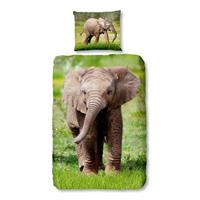 Good Morning Elephant dekbedovertrek - 1-persoons (140x200/220 cm + 1