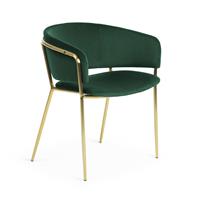 Kavehome EetkamerstoelRunnie Gold' Velvet, kleur Groen