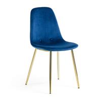 Kavehome EetkamerstoelYaren Gold' Velvet, kleur Donkerblauw