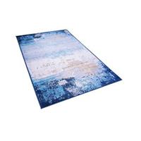 Beliani - Teppich Blau Beige Polyester 80 x 150 cm Kurzflor Abstraktes Muster Bedruckt Rechteckig - Beige