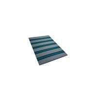 Beliani - Outdoor Teppich Blau Grau Polypropylen 120 x 180 cm Gestreift Jacquardgewebt Rechteckig - Weiß