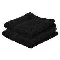 Jassz 2x Voordelige handdoeken zwart 50 x 100 cm 420 grams Zwart