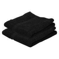 Jassz 2x Voordelige badhanddoeken zwart 70 x 140 cm 420 grams Zwart