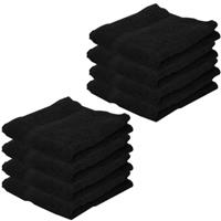 Jassz 8x Voordelige handdoeken zwart 50 x 100 cm 420 grams Zwart
