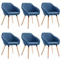 VidaXL Eetkamerstoelen 6 st stof blauw