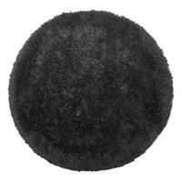 Beliani - Eleganter schwarzer Teppich aus Polyester Hochflor Teppich ⌀ 140 cm Cide - Schwarz