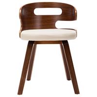 Eetkamerstoelen 2 st met houten frame kunstleer crme