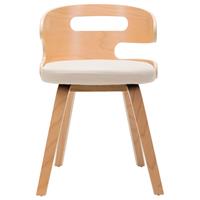 Eetkamerstoelen 2 st met houten frame kunstleer crme