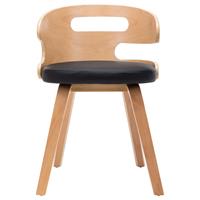 Eetkamerstoelen 2 st met houten frame kunstleer zwart