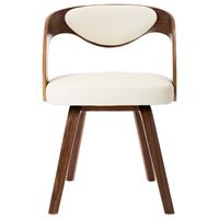 Eetkamerstoelen 2 st met houten frame kunstleer crme