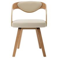 Eetkamerstoelen 2 st met houten frame kunstleer crme