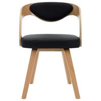 Eetkamerstoelen 2 st met houten frame kunstleer zwart