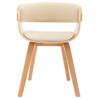 vidaXL Eetkamerstoelen 2 st gebogen hout en kunstleer crème