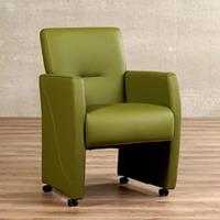 ShopX Leren eetkamerfauteuil pleasure, groen leer, groene keukenstoelen