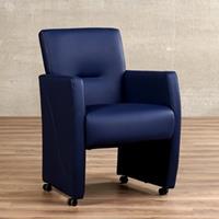 ShopX Leren eetkamerfauteuil pleasure, blauw leer, blauwe keukenstoelen