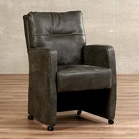 ShopX Leren eetkamerfauteuil sharp, grijs leer, grijze keukenstoelen