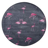 Beliani - Teppich grau Flamingo-Muster ⌀ 120 cm rund Kerte - Grau