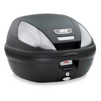 E370 topkoffer, Topkoffers en zijkoffers voor de moto, fumé reflectoren, zwarte cover